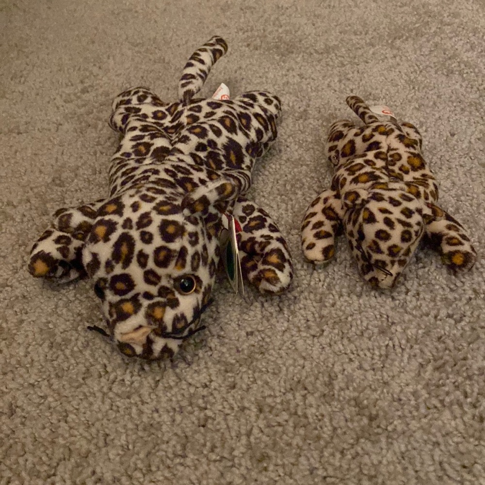 NWT Mom and Baby Ty Beanie Baby Freckles the Cheetah Set of Two